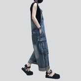 Gepatchter Cargo-Jeans-Overall für Damen